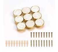 EVERGD 27mm Pure Copper Handle Shell Brass Gold Wardrobe Kitchen Cabinet Door Knobs Drawer Cupboard Hardware Pull Handle Clothes Coat Hook Modern Simple (9, Pearl White（32mm）)