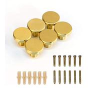 EVERGD 27mm Pure Copper Handle Shell Brass Gold Wardrobe Kitchen Cabinet Door Knobs Drawer Cupboard Hardware Pull Handle Clothes Coat Hook Modern Simple (9, Gold Round)