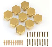 EVERGD 27mm Pure Copper Handle Shell Brass Gold Wardrobe Kitchen Cabinet Door Knobs Drawer Cupboard Hardware Pull Handle Clothes Coat Hook Modern Simple (9, Gold-Hexagon)
