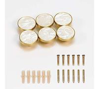 EVERGD 27mm Pure Copper Handle Shell Brass Gold Wardrobe Kitchen Cabinet Door Knobs Drawer Cupboard Hardware Pull Handle Clothes Coat Hook Modern Simple (6, Pearl White（32mm）)