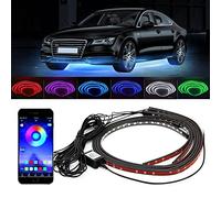 EVERGD 4Pcs RGB Underglow LED Neon Strip Light Kit - Waterproof with APP-Controlled Sound Active Function for Exterior Lighting