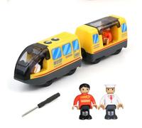 EVERGD Battery Powered Magnetic motorized toy train Set, Locomotive Train Toy for Toddlers Compatible with Most Major Brand Railway Tracks (Yellow)
