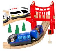 EVERGD Battery Powered Magnetic motorized toy train Set, Locomotive Train Toy for Toddlers Compatible with Most Major Brand Railway Tracks (Blue)