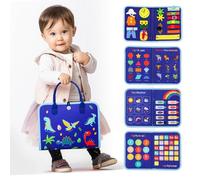 EVERGD Busy Board Montessori Educational Activity Sensory Board Preschool Learning Fine Motor Skills, Dinosaur Theme, Travel Toy for Plane Car