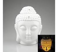 EVERGD Ceramic Buddha Head Statue Hollow Aromatherapy Furnace Oil Burner for Yoga or Meditation Room 5.9X3.93(IN) (White)