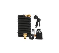 EVERGD Expandable Garden Hose, Upgraded 3-Layer Latex Lightweight Hose Pipe, 3/4"&1/2" Solid Brass Connectors, Black No-Kink Flexible Water Hose with