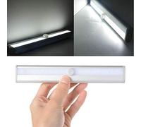EVERGD Motion Sensor Under Cabinet Kitchen Lights，10 LED Lights Infrared Induction lamp Wireless Battery Powered Stick-on Anywhere Magnetic Night Lighting (White-1 Pack)