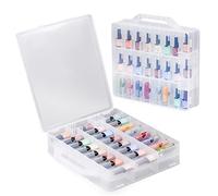 EVERGD Universal Nail Polish Cosmetic Organizers Case Holder, 48 Bottles Clear Double Sided Storage Box Case Transparent Display for Nail Varnish Lipstick Skincare Makeup Organizing