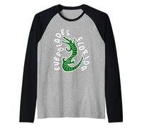 Everglades National Park Cartoon Alligator Minimalism Raglan Baseball Tee