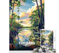 Everglades National Park Illustration Hard Jigsaw Puzzle for Adults 1000 Pieces Improve Attention Span And Focus Peaceful Relaxing Leisure Fun (50x75cm)