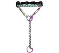 EverGlimp Black Leather Choker Collar For Women, Handmade Heart Slip Chain Choker Long Necklace with Adjustable Buckle, 24''chain, Faux Leather