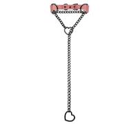 EverGlimp Black Leather Choker Collar For Women, Handmade Heart Slip Chain Choker Long Necklace with Adjustable Buckle, 24''chain, Faux Leather