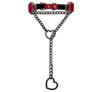 EverGlimp Black Leather Choker Collar For Women, Handmade Heart Slip Chain Choker Long Necklace with Adjustable Buckle, 24''chain, Faux Leather, No Gemstone