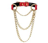 EverGlimp Handmade Red Vegan Leather Choker Collar For Women, Adjustable Triple-Layer Slip Chain Necklace