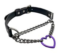 EverGlimp Heart O-Ring Pu Leather Choker Necklcae, Black Pink Blue Handmade Adjustable Slip Chain Collar Jewelry Gift for Women.