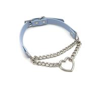 EverGlimp Heart O-Ring Slip Chain Choker Collar Necklace for Women, Adjustable Vegan Leather Punk Necklace with Swivel Clasp & Heart Charm, Faux Leather