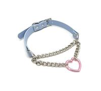 EverGlimp Heart O-Ring Slip Chain Choker Collar Necklace for Women, Adjustable Vegan Leather Punk Necklace with Swivel Clasp & Heart Charm, Faux Leather