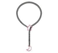 EverGlimp Star Moon O-Ring Slip Chain Necklace For Women, Handmade Punk Rock Cuban Adjustable Lariat Y-Necklcae Jewelry, 32'', Zinc, No Gemstone