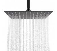 EVERGOODS 12 Inch Square Rain Shower Head - Ultra Thin Stainless Steel High Pressure Showerhead, Large Top Spray with Silicone Nozzles & Standard Fitting, Bathroom Overhead Shower (Black)