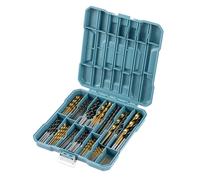 EVERGOODS 130pc Mixed Multi Drill Bit Set 1 to 10mm HSS Titanium Coated Masonry & Brad Point Steel Bits for Metal Woods Plastics Brick and Concrete Complete