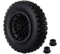 EVERGOODS 14" Wheelbarrow Wheel, PU Solid 3.50-8 Heavy Duty Replacement Tire with Rim for Garden Trolley, Barrow, and Go-Kart (Black)