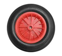 EVERGOODS 14" Wheelbarrow Wheel, PU Solid 3.50-8 Heavy Duty Replacement Tire with Rim for Garden Trolley, Barrow, and Go-Kart (Red)