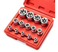 EVERGOODS 14PCS Female E-Torx Socket Set E4-E24, External Star Socket Set with 1/4"", 3/8"", 1/2"" Drive, Chrome Vanadium Steel E Torx Socket Set with Storage Case for Auto Repair