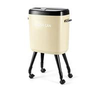 evergoods 15L Trash Can Waste Bin with Wheels Slide Lid Narrow White | Space Saving Garbage Bin elevated legs smooth rolling wheels odor reducing lid for kitchen bathroom office living room use