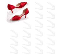 EVERGOODS 20 Pack Shoe Slots Organizer 24.3x9.4x9cm Adjustable 2-Tier Plastic Shoe Racks Space Saver Shoe Stacker Clear Stackable Shoe Organizers Space Saving Closet Shoe Shelves for Sneakers, Heels,-