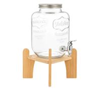 EVERGOODS 4L Glass Drink Dispenser with Tap Bamboo Stand Water Beverage Jar