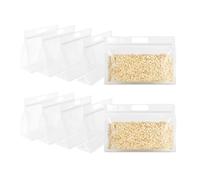 EVERGOODS 50pcs Reusable Food Storage Bags, Leak Proof Ziplock Freezer Bags, Transparent Self-Standing Plastic Bags for Snacks, Fruits, Tea, Cereal and Dry Food Packaging