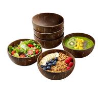 EVERGOODS 6 Pack Coconut Bowls 15.5Oz/450ML Polished Coconut Bowls Handcrafted Eco-Friendly Bowls Rustic Serving Bowls Natural Coconut Shell Bowls Set for Vegan Gifts Kitchen Decor Party Serving Bowl