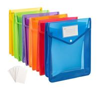 EVERGOODS 6pcs A4 Plastic Wallet 25X6X31.5CM Color Snap Button Plastic File Folders with ID Card Slot Waterproof Clear Pockets Document Folder Transparent envelopes No Dividers (Vertical Style)