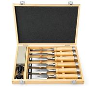 EVERGOODS 8PC Wood Chisel Set Chrome Vanadium Steel Carving Tools