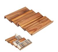 EVERGOODS Acacia Wood Spice Drawer Organizer for Cabinet - 13” Wooden Spice Rack Insert, Non-Expandable Seasoning Organizer for Kitchen Drawer, Holds Up to 32 Spice Jars, Set of 4 (Walnut)