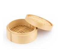 EVERGOODS Bamboo Steamer Basket Set - 2 Piece Bamboo Steamers for Dim Sum, Dumplings, Vegetables, Fish, Rice, Meat - Healthy, Eco-Friendly, Authentic Asian Cooking (2PCS)