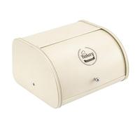 EVERGOODS Bread Bins for The Kitchen - Metal Kitchen Bread Storage Container with Roll-Up Lid, Easy Storage, Durable Black Bread Box, 30×26×17.5cm (White)
