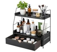 EVERGOODS Coffee Station Organizer with Coffee Pod Holder Drawer 2 Tier Coffee Bar Shelf Tea Station Organizer Hot Chocolate & Mug Storage Stand for Kitchen Office Countertop (Black)