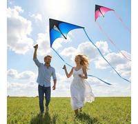 EVERGOODS Delta Kite Set for Kids & Adults Beginner-Friendly Easy-to-Fly Kites for Beach, Park, and Outdoor Family Fun, Outdoor Games & Activities (Blue Pink 2PCS)
