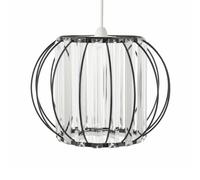 EVERGOODS Easy Fit Pendant Ceiling Light Shade 26.8cm, Matt Crystal Effect Lampshade, Clip-On No Wiring Lampshade for Bedroom, Kitchen, Living Room, Hallway Modern Ceiling Pendant Shade (Black)