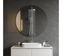 EVERGOODS Frameless Wall Mirror 40cm Round Bathroom Mirror Wall Mounted Horizontal or Vertical Rectangular Bathroom Mirror Simple Frameless Design for Vanity