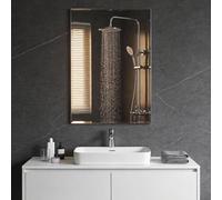 EVERGOODS Frameless Wall Mirror 40x60cm Rectangle Bathroom Mirror Wall Mounted Horizontal or Vertical Rectangular Bathroom Mirror Simple Frameless Design for Vanity