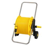 EVERGOODS Garden Hose Reel Cart with 40M Hosepipe, Portable Hose Pipe Reel with 2 Wheels, Adjustable Spray Nozzle, Freestanding Hose Holder for Patio Cleaning, Lawn Watering & Garden Use