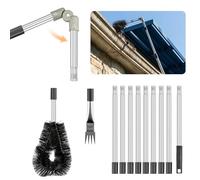 EVERGOODS Gutter Cleaner 12Pcs 4M Telescopic Roof Gutter Cleaning Tools Kit with Adjustable Angle Pole, Stainless Steel Extension Poles, Gutter Rake & Brush for Leaves, Debris and Spider Webs