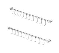 EVERGOODS Kitchen Utensils Holder Utensil Hanging Bar Rack with 12 Movable Hooks Stainless Steel Hanging Utensil Rack for Pot Pan Spoon 53CM Wall Mounted Utensil (2PCS)