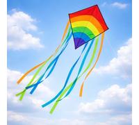 EVERGOODS Kite for Kids & Adults, Rainbow Eddy Diamond Kites for Children, Kites for Kids Ages 4-8 Easy to Fly, Kite & Flying Toys Outdoor Beach Toys Games for Kid and Adults Beginners (Red)