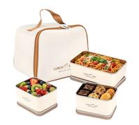 EVERGOODS Lunch Box Set for Adults, Bento Box Lunch Box with Insulated Lunch Bag, Leak Proof Lunch Box Adults with Containers, Lunch Box and Bag for Work Travel (600ML*2+1200ML)
