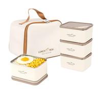 EVERGOODS Lunch Box Set for Adults, Bento Box Lunch Box with Insulated Lunch Bag, Leak Proof Lunch Box Adults with Containers, Lunch Box and Bag for Work Travel (600mL*4)