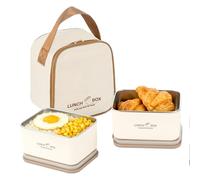 EVERGOODS Lunch Box Set for Adults, Bento Box Lunch Box with Insulated Lunch Bag, Leak Proof Lunch Box Adults with Containers, Lunch Box and Bag for Work Travel (600mL*2)