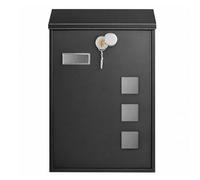 EVERGOODS Post Box,Wall Mounted Post Box for Outside, Large Letterbox with Lock, Weatherproof Mailbox with Viewing Window Easy Install, Fits A4 Magazines, Anthracite 25.5x10x39.5cm (Large Black)